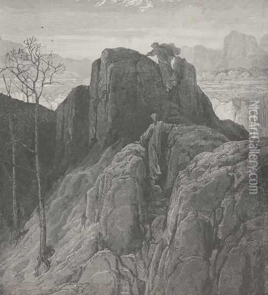 We through the broken rock ascended, (Canto IV., line 33) Oil Painting - Gustave Dore
