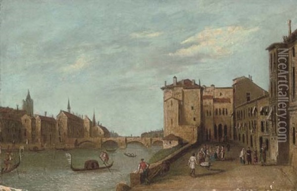 A Venetian Capriccio Oil Painting - Giovanni Battista Cimaroli