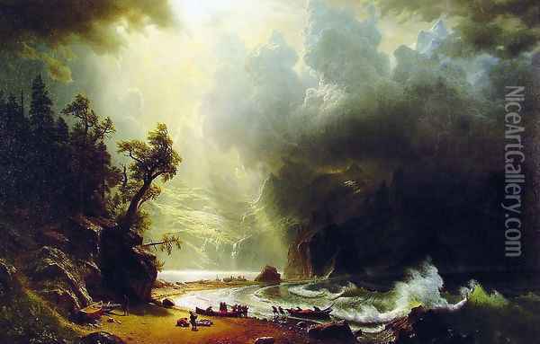Puget Sound On The Pacific Coast Oil Painting - Albert Bierstadt