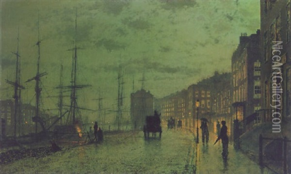 Shipping On The Clyde Oil Painting - John Atkinson Grimshaw