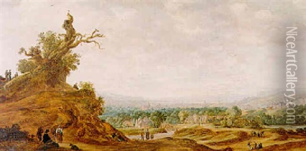 Weiter Ausblick Auf Eine Stadt Und Ein Schloss Oil Painting - Jan de (Johannes IV) Vos