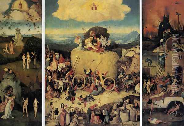 Triptych of Haywain (1) 1500-02 Oil Painting - Hieronymous Bosch