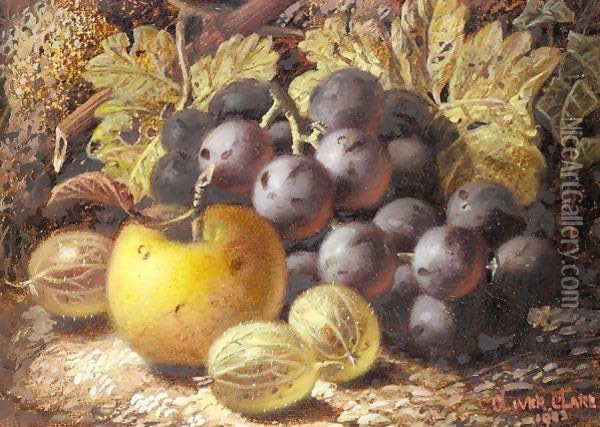 Grapes and apples Oil Painting - Oliver Clare