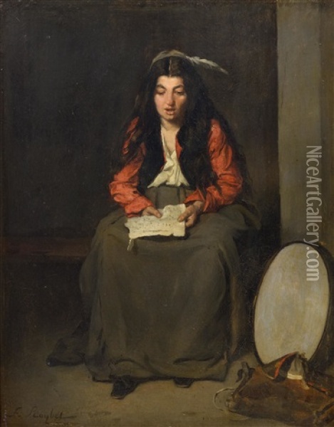 A Singing Travelling Musician Oil Painting - Ferdinand Victor Leon Roybet