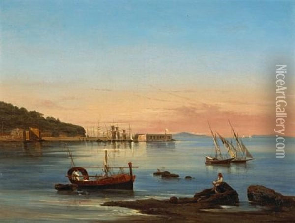 A View Of The Port Of Castellamare Oil Painting - Giovanni Carlo Bevilacqua