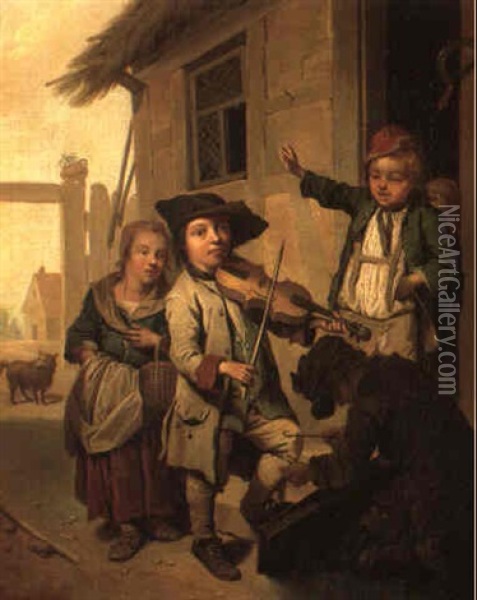 Die Bettelmusikanten Oil Painting - Johann Conrad Seekatz