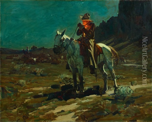 Night Time In Wyoming Oil Painting - Frank Tenney Johnson