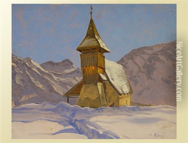 Winterlandschaft Mit Kirche Oil Painting - Otto Pilny