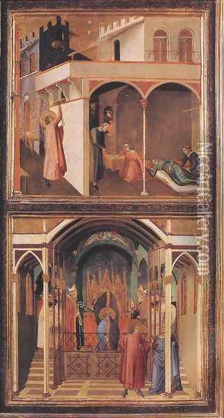 Scenes of the Life of St Nicholas c. 1332 Oil Painting - Ambrogio Lorenzetti