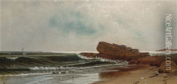 The Beach At Naragansett, Looking South Oil Painting - Alfred Thompson Bricher