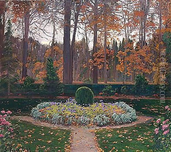 Jardines De Aranjuez, Otono (Gardens Of Aranjuez, Autumn) Oil Painting - Santiago Rusinol i Prats