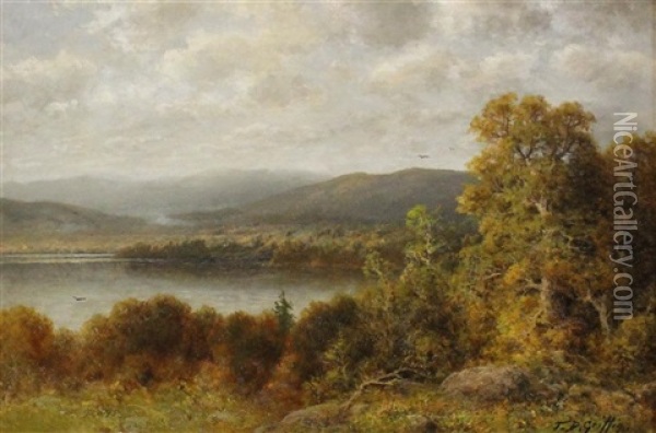River Landscape Oil Painting - Thomas Bailey Griffin