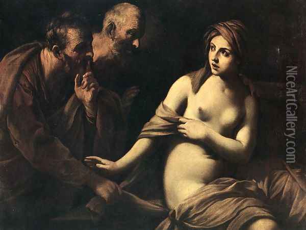 Susanna and the Elders c. 1620 Oil Painting - Guido Reni