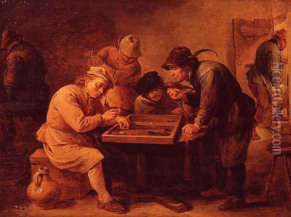 A Game of Tric-Trac Oil Painting - David The Younger Teniers
