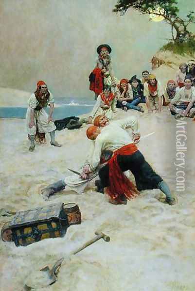 Which Shall Be Captain, from The Buccaneers, published in Harpers Monthly Magazine, 1911 Oil Painting - Howard Pyle