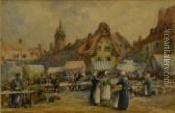 Continental Market Place Oil Painting - Mary Weatherill