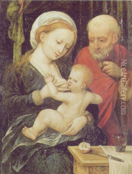 The Holy Family Oil Painting - Cornelis van Cleve