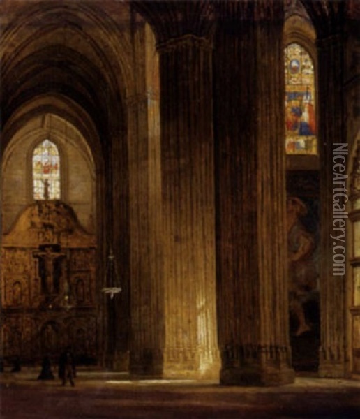 Interior Fra Domkirken I Sevilla Oil Painting - Heinrich Hansen