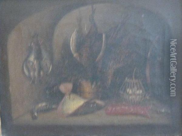 Still Life With Dead Game Oil Painting - Benjamin Blake