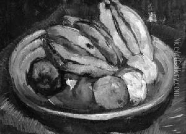 Bananas And Apples In A Bowl Oil Painting - Suze Robertson