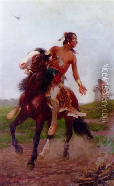 The Indian Braves Oil Painting - Georg Heinrich Kuehrner