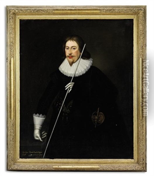 Portrait Of A Gentleman (jean De Vere?) Oil Painting - Daniel Mytens the Elder