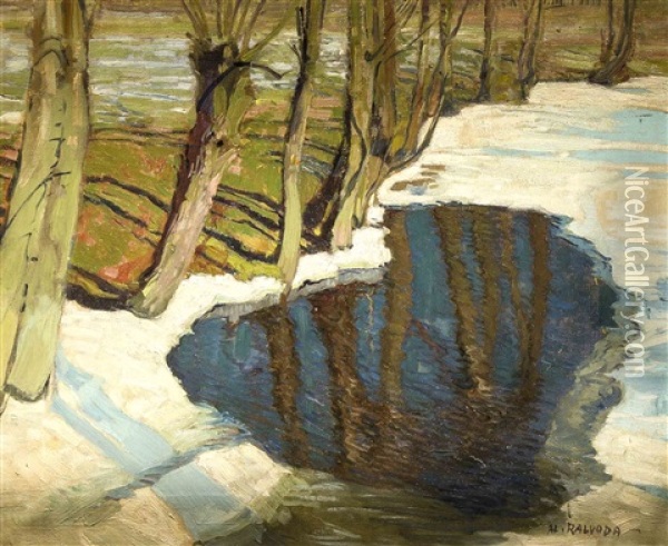 Schneeschmelze In Der Fruhlingssonne Oil Painting - Alois Kalvoda