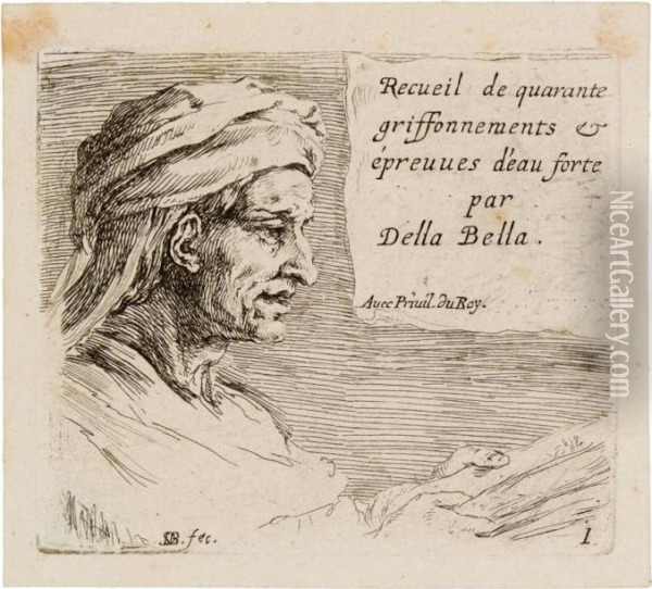 Recueil De Quarante Griffonnements Et Epreuves D'eau Forte Oil Painting - Stefano della Bella