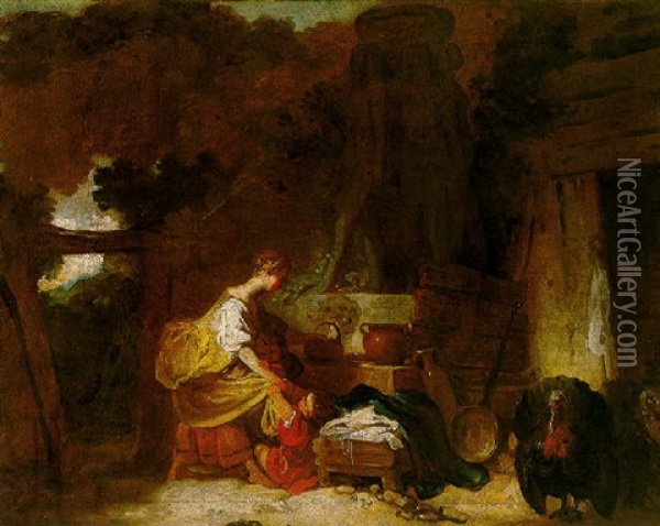 A Young Girl Drawing Water From A Fountain Oil Painting - Jean-Honore Fragonard