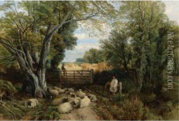Landscape In Wales Oil Painting - Frederick William Hulme