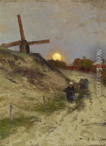 Mondaufgang In Den Dunen Oil Painting - Eugen Kampf