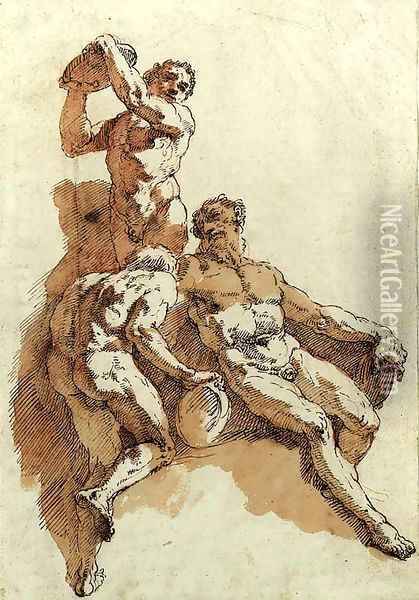 Three male nudes Oil Painting - Francesco Fontebasso