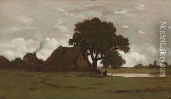 Chaumieres Pres De L'Etang Oil Painting - Theodore Rousseau