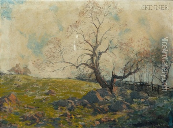 A New England Pasture Old Apple Tree Oil Painting - Hermann Dudley Murphy