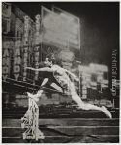 Runner In The City Oil Painting - Eliezer Markowich Lissitzky