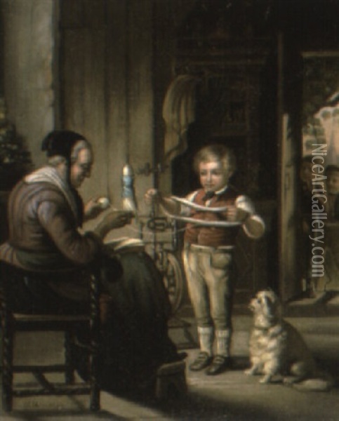 Helping The Grandmother Oil Painting - William Hemsley