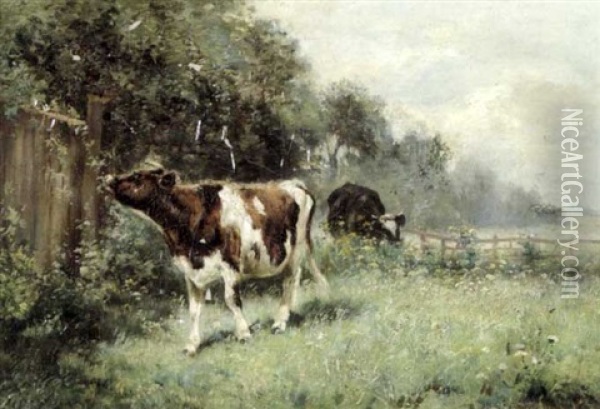Vaches Au Pre Oil Painting - Emile van Marcke de Lummen