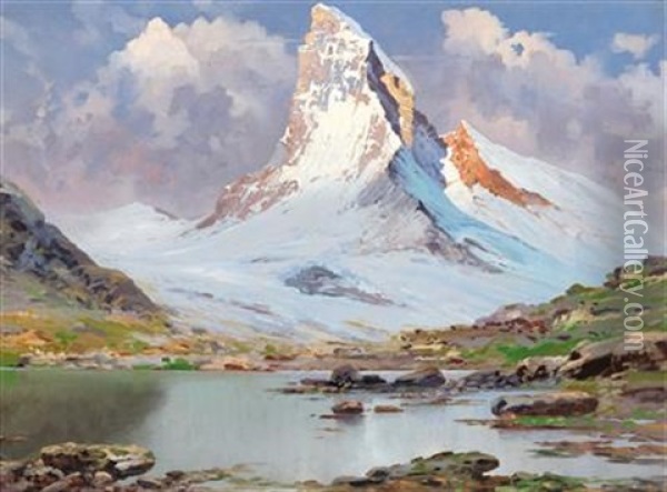 View Of The Matterhorn Oil Painting - Hans Sterbik