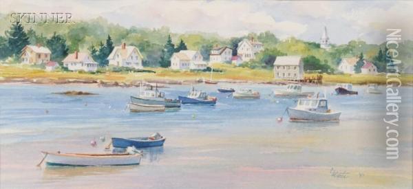 Maine Harbor Oil Painting - Carlo Conti