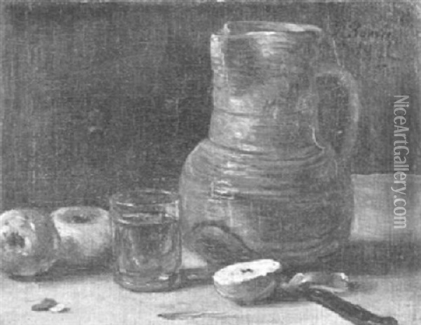 Still Life With Pitcher Oil Painting - Francois Bonvin