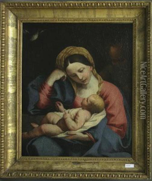 Madonna Con Bambinoi Oil Painting - Simone Cantarini Il Pesarese