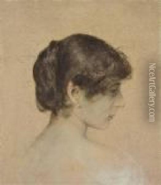 Miss Meadows Oil Painting - Franz von Lenbach