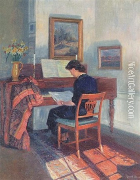 Kvinde Ved Klaveret Oil Painting - Robert Panitzsch