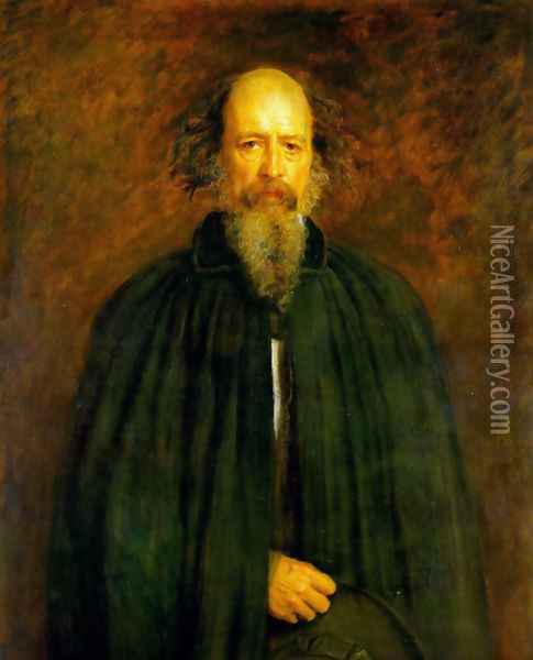 Portrait of Lord Alfred Tennyson Oil Painting - Sir John Everett Millais