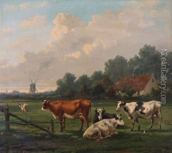 Vaches Au Pre Oil Painting - Rosa Venneman