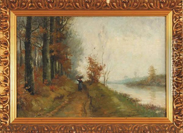 Pejzaz Jesienny Oil Painting - Eugene Bertrand