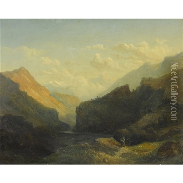 Haslital Mit Aare Oil Painting - Francois Diday
