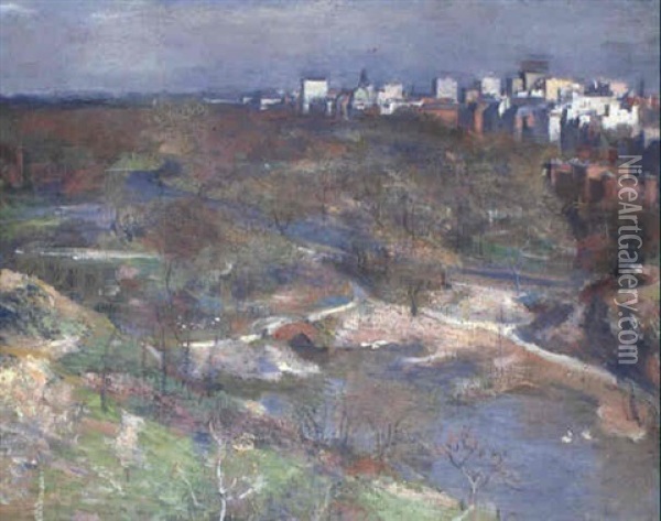 Central Park, New York Oil Painting - Alphonse Jongers