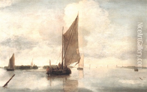 Dutch Smalschip And Other Vessels Oil Painting - Hendrik Jacobsz Dubbels