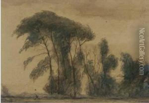 Trees In A Storm Oil Painting - Elliott Seabrooke